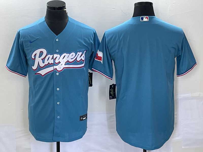 Men's Texas Rangers Blank Light Blue Stitched Cool Base Nike Jersey